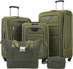 Lightweight Expandable Softside Luggage Sets 3 Piece, Large Capacity Travel Suitcase with Spinner Wheel, TSA Lock, Easy Access Design and Adjustable Telescoping Handle (Army Green)
