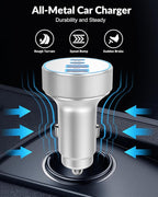 iPhone 17 16 15 Car Charger Fast Charging, 90W 4-Port USB C Fast Car Charger Cigarette Lighter Adapter with 240W 3FT USB-C Cable for iPhone 17/17 Pro/Air/17 Pro Max/16/16 Pro/ 15/15 Pro Max/Plus, iPad