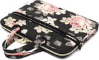 kayond Black Rose Patten water-resistant Laptop Shoulder Messenger Bag Case Sleeve for 14 Inch 14.1 Inch Laptop