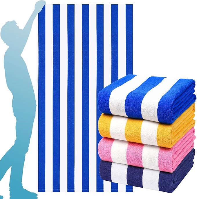 4 Packs Extra Large Beach Towel Bath Towel 72 * 40 Set Oversized Soft Absorbent Microfiber Terry Blanket NOT Cotton Mexico Costa Rica Bahamas Punta Trip Must Have Water Park Vacation Essentials