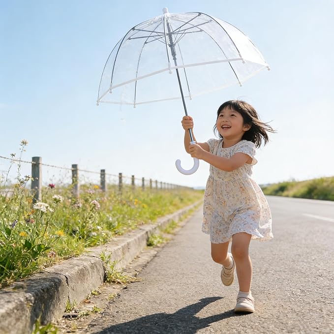 Clear Bubble Umbrella | Transparent Dome | Lightweight Cute Design | Auto Open | Rain & Windproof for Travel Outdoor