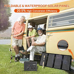 powkey 200W Portable Power Bank with Solar Panel 40W, 146Wh Power Bank with AC Outlet, High Eifficiency Waterproof Solar Panel Kit with Battery Bank for Outdoor Camping Home Backup