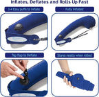 TRAVELREST Ultimate Travel Pillow & Body Pillow - Headrest, Auto, Bus, Train, Office Napping, Camping, Wheelchairs, Comfort and Support, Rolls Up, Straps to Airplane Seat & Car - Blue