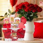 Gifts for Women, Gift Basket - 9 Pcs Rose Bath and Body Gift Basket Set, Spa Gift Set with Shower Gel | Pampering Spa Gift for Christmas, Birthday, Valentines Day, Mothers Day Gift Sets for Mom