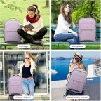 LOVEVOOK 40L Large Travel Backpack for Women Men, 17 Inch Carry on Backpack for Traveling on Airplane, Personal Item Travel Bag Airline Approved, Business Causal Weekender Backpack, Light Purple-Grey