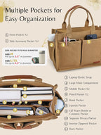 BESBESME Canvas Tote Bag for Women with Zipper & Compartments– Large Work & College Laptop Tote Crossbody Shoulder Bag