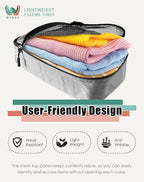 WTREE 4-Piece Packing Cubes Travel Accessories Set for Suitcases - Luggage Organizer Bags with Double Zipper - Mesh Top - Small/Medium/Large/Slim - Grey