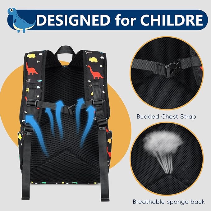 CAMTOP Preschool Backpack for Kids Boys Girls Toddler Backpack Kindergarten School Bookbags for Age 3-8 (Colorful Dinosaur)