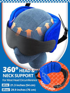 SARISUN Travel Pillows for Airplanes with Sleep Eye Mask, Chin Strap, Airplane Pillow for Long Flights, Car Road Trip, 360° Support Headrest, Travel Essentials Stop Bobblehead, Mottled Blue