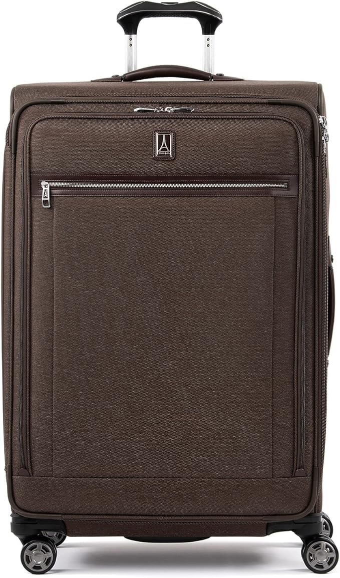 Travelpro Platinum Elite Softside Expandable Checked Luggage, 8 Wheel Spinner Large Suitcase, TSA Lock, Men and Women, Rich Espresso Brown, Checked Large 29-Inch