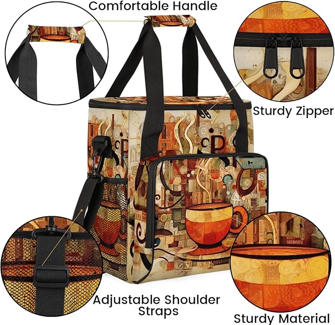 Coffee Maker Travel Bag Compatible with Keurig K-Mini or K-Mini Plus, Single Serve Coffee Brewer Carrying Case with Multiple Pockets for K-Cup Pods, Storage Bag With Shoulder Strap(Bag Only)
