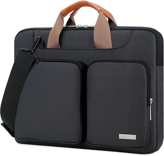 Lacdo 17 17.3 Inch Laptop Bag Women Men Sleeve Case for Dell/HP Envy/ASUS/Acer/Lenovo/LG/Razer Blade Pro 17/MacBook Pro 17, Computer Shoulder Messenger Bag Business Briefcase with Shoulder Strap,Black
