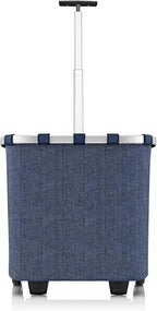 reisenthel carrycruiser Herringbone Dark Blue - Portable Shopping Trolley with Sturdy Aluminum Frame, Shoulder Strap and Removable mesh Inner Bag -Water-Repellent