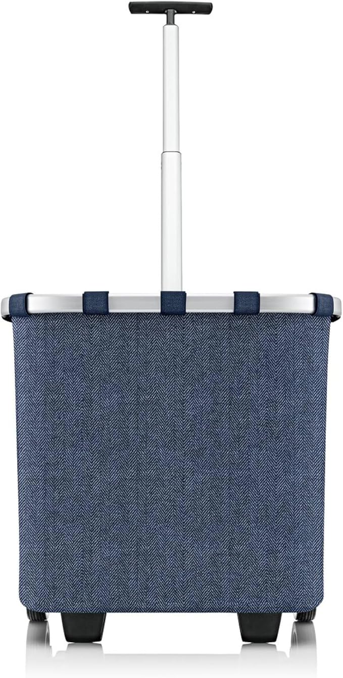 reisenthel carrycruiser Herringbone Dark Blue - Portable Shopping Trolley with Sturdy Aluminum Frame, Shoulder Strap and Removable mesh Inner Bag -Water-Repellent