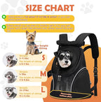 WOYYHO Pet Dog Carrier Backpack with Top and Side Windows, Small Dog Front Backpack Ventilated Mesh Dog Back Pack with Safety Belt for Travel Hiking Outdoor Adventures (Size M: 5-9 lbs, Black 2.0)