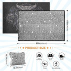 Black Owl Travel Blanket Glowing in The Dark, Soft 2 in 1 Airplane Blanket 65" x 55", Foldable as Pillow, Luggage Sleeve & Backpack Clip