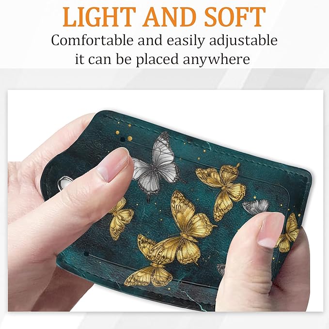 Shining Butterfly 3 Pack Luggage Tag for Suitcase, Unique Leather Travel Tags Identifiers with Privacy Name Address Labels & Durable Steel Loop for Women Men Travel
