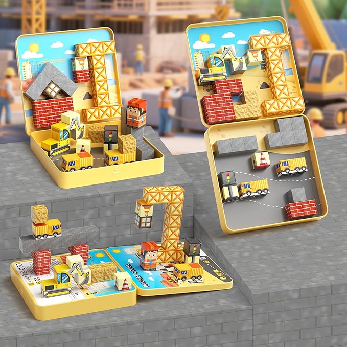 49PCS Mini Magnetic Building Blocks for Kids Ages 3-8 | STEM Educational Travel Toys with Portable Iron Storage Box | Construction Learning Gift for Toddlers, Boys & Girls