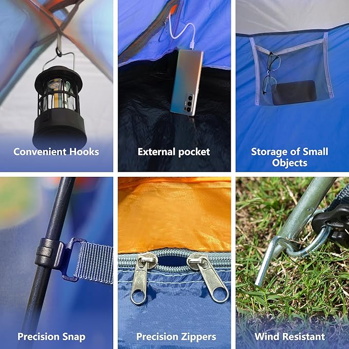 ASFANES Sundome Camping Tent with Rainfly, 2/4/6/10 Person Tent Sets Up in 10 Mins, Weatherproof Shelter for Camping, Festivals, Backyard, Sleepovers, & More