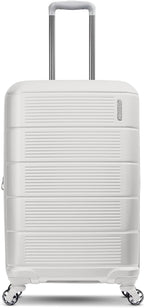 American Tourister Stratum 2.0 Expandable Hardside Luggage with Spinner Wheels, Checked-Medium, White