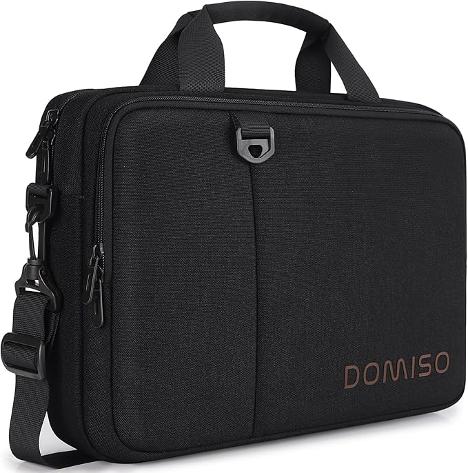 DOMISO 15.6 inch Laptop Bag Business Briefcase Water-resistant Notebook Messenger Shoulder Bag for 15.6" ASUS ZenBook Chromebook 15/Lenovo Ideapad ThinkPad/HP Pavilion 15 Envy 15,Black