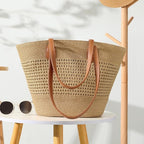 Trifabricy Beach Bags for Women, Large Beach Bag, Woven Straw Tote Bags Waterproof, Weaving Swim Shopping Travel Bag
