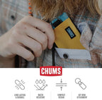 Chums Surfshorts Wallet - Lightweight Slim Wallet with RFID Blocking Card & Clear ID Window - Zippered, Water Resistant w/Key Ring (Pink/Blue Swirl)