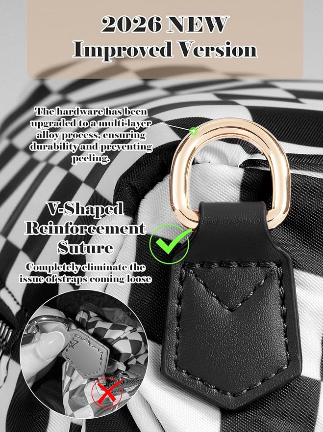 Black and White Checkered Crossbody Bag Bum Bag for Women,Spacious Checkered Purse Fanny Packs Belt Bag