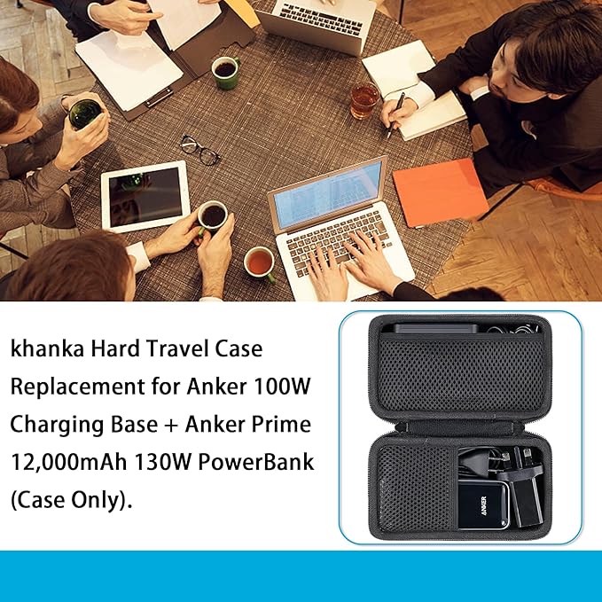khanka Hard Travel Case Replacement for Anker 100W Charging Base + Anker Prime 12,000mAh 130W PowerBank(Case Only).