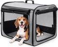 Large Dog Car Carrier Light Weight, 27×20.5×20.5ins Dog Carrier for Cars, Portable Dog Car Crate with Breathable Windows, Stable Pet Carrier for Both Indoor and Outdoor Use, Pet Travel Crate Gray