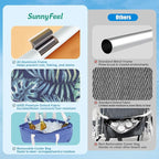 SUNNYFEEL Low Beach Chair, 5-Position Lay Flat Reclining, Backpack Portable Folding Chair with Cooler Bag & Cup Holder, Heavy Duty 350 LBS, Compact for Beach, Camping, Travel