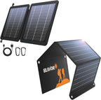 BLAVOR 10W Plus 30W Solar Charger, Foldable Solar Panel for Camping, IPX4 Waterproof, Solar Battery Charger Compatible with Solar Generators, Phones, Tablets