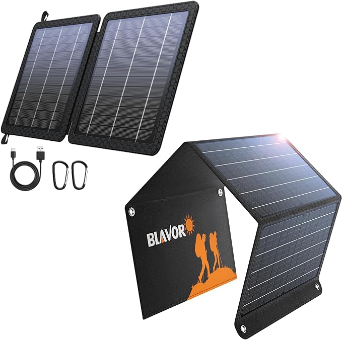 BLAVOR 10W Plus 30W Solar Charger, Foldable Solar Panel for Camping, IPX4 Waterproof, Solar Battery Charger Compatible with Solar Generators, Phones, Tablets