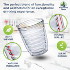 12oz Insulated Tumblers Plastic - Great for Iced Coffee & Hot Drinks, 4 pack Clear Double Wall Insulated Drinking Glasses Cups, BPA-Free, Reusable Cups, Camping, Travel, Kitchen, Party