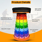 Upgraded Portable Folding Stool with Seat Cushion and Nylon Bag Adjustable Stool with 350lbs Load Capacity Collapsible Camping Stool for Adults Outdoor Travel, Fishing. (1, Orange Rainbow)