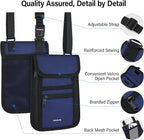 Hanke Passport Holder, Travel Wallet for Womens and Men, Neck Wallet Hidden Passport Pouch for Travel Adjustable Lightweight Thin with 6 compartments (Navy Blue)