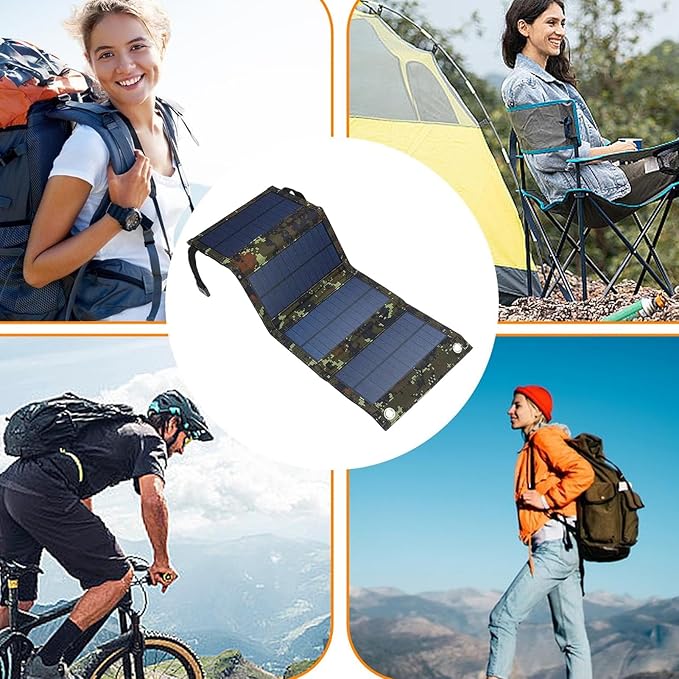 Foldable Solar Panel - 15W Solars Panel Charger with USB Port, Camping Solars Energy Charger | Travel Stellar Supply, Outdoor Hiking Solar Charging Pack for Picnic, Fishing, Backpack Adventures