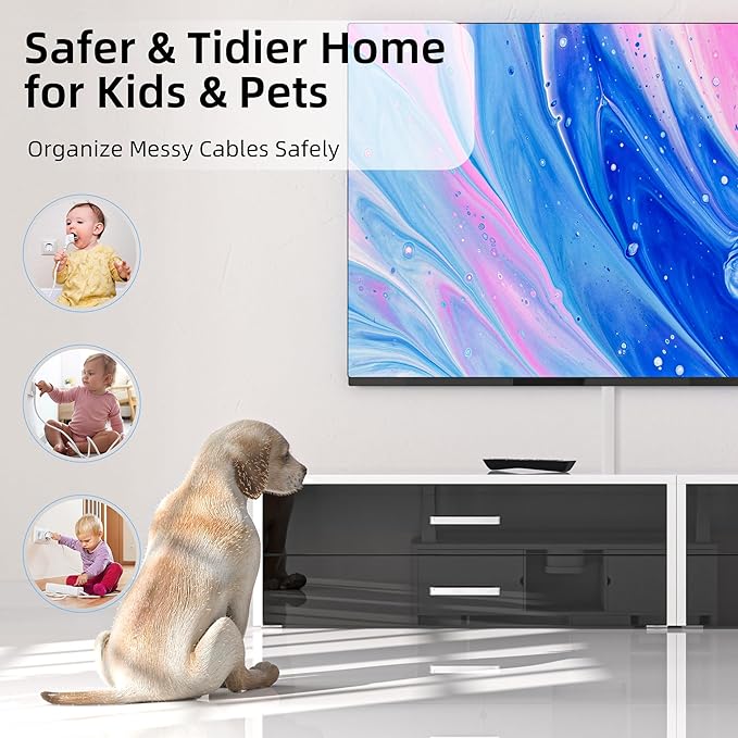 Delamu 63in Cord Hider, Cord Covers for 1 Wire, Paintable Cable Hider, Wire Covers for Cords on Wall, Wire Hiders for TV on Wall, Cable Cover Cable Management, W0.59in H0.40in
