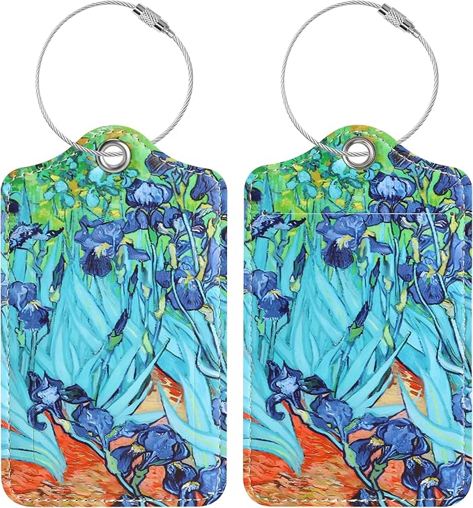 Luggage Tags for Suitcases, 2 Pack Cute PU Leather Luggage Tag TSA Approved with Stainless Steel Loop and Address Card Baggage Tag for Travel&Cruise Ships&Shipping Lrises, by Chelmon