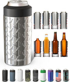 Frost Buddy Universal Can Cooler - Fits all - Stainless Steel Can Cooler for 12 oz & 16 oz Regular or Slim Cans & Bottles - Stainless Steel (Diamond Plate - Silver)