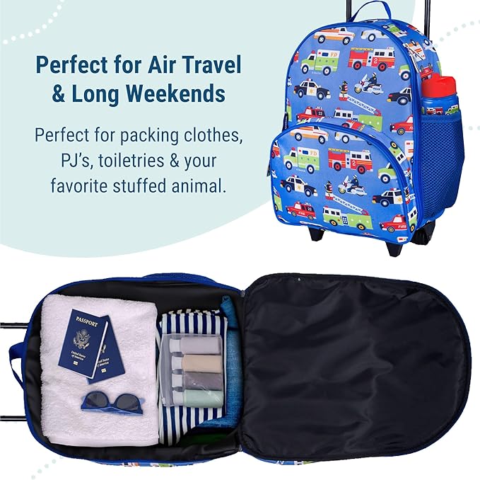 Wildkin Kids Rolling Luggage – Carry-On Size for School & Overnight Travel