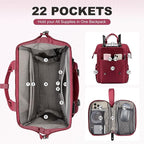 LOVEVOOK Laptop Backpack for Women Work Travel Backpack College Backpack Business Commuter Computer Bag Teacher Doctor Nurse Bags Purse, 17 Inch, Wine Red-black