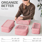 Aerotrunk Compression Packing Cubes for Travel - Luggage Organizer Bags - Double Zipper Packing Cubes for Suitcases (4-Pack, Rose)