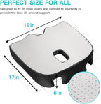 Benazcap X Large Memory Seat Cushion for Office Chair Pressure Relief Sciatica & Tailbone Pain Relief Memory Foam Firm Coccyx Pad for Long Sitting, for Office Chair, Gaming Chair and Car Seat Upgrade