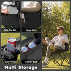 Colegence Oversized Folding Camping Chairs - 450 LBS Support Heavy Duty Camp Chair with Padded Cushion, Portable Outside Chairs with Carry Bag，Cooler, Cup Holder for Outdoor, Lawn, Sports - Black