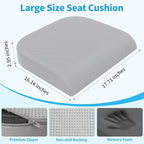 TranquilRelax Large Seat Cushion, Memory Foam Cushion for Long Sitting Hours on Office Chair, Home & Car, Non-Slip Chair Pad for Relieving Back & Sciatica & Hip & Coccyx Pain (Light Grey)