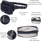 Baggallini Securtex Anti-theft Belt Bag 8.8"x5.5" Crossbody Fanny Pack for Women RFID Wallet Locking Zipper Travel Purse