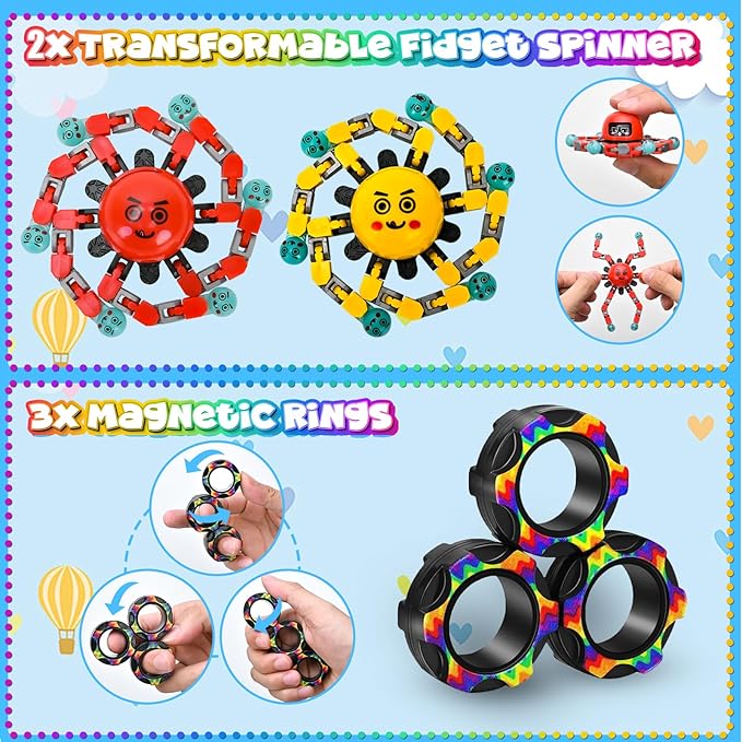 15Pack Fidget Toys Bulk for Adult Kids Age 5-7, 8-12, Sensory Autism Travel Must Have ADHD Autistic Figette Classroom Treasure Prize Box School Must Have Stress Anxiety Easter Basket Stuffers Gifts