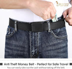 Travel Security Money Belt with Hidden Money Pocket - Cashsafe Anti-Theft Wallet Unisex Nickel free Nylon Belt by JASGOOD