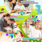 4PC Dinosaur Color Sorting Sensory Toys for Toddler, Montessori Travel Toys Fine Motor Skill Learning Activities Quiet Calm Down Fidgets for Classroom for 3 4 5 Year Old Kid Easter Basket Stuffers